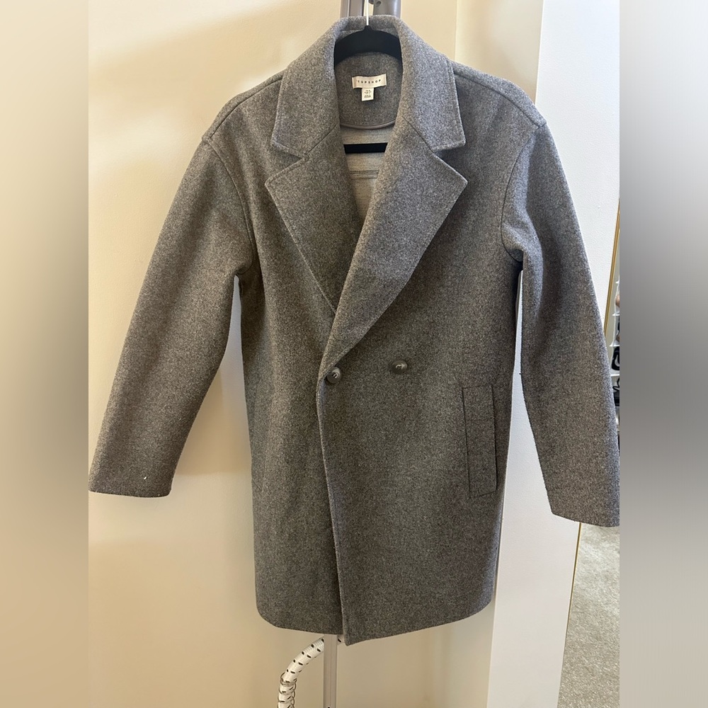 Topshop Grey Wool Blend Coat.